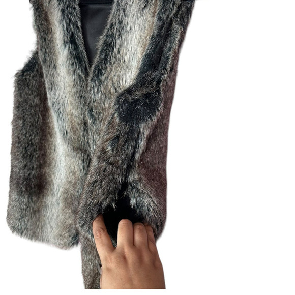 Blu Spero Faux Fur Vest Mob Wife Double Hook Closure 70s Disco Size Small - Picture 4 of 6